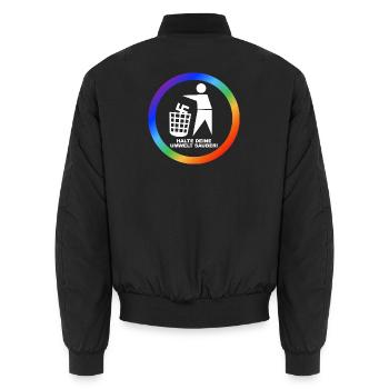 Gegen Rechts - Halte deine Umwelt sauber - FCK NZS - Unisex Bomberjacke - Schwarz - Hinten - AI Model Male 185 light (185cm)