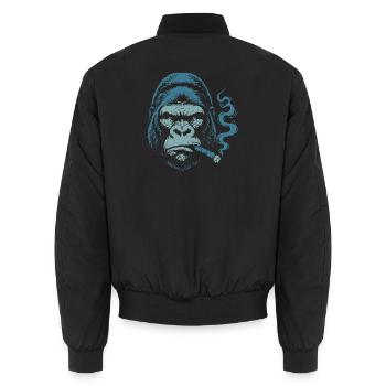 Gorilla mit Zigarrenporträt - Unisex Bomberjacke - Schwarz - Hinten - AI Model Male 185 light (185cm)