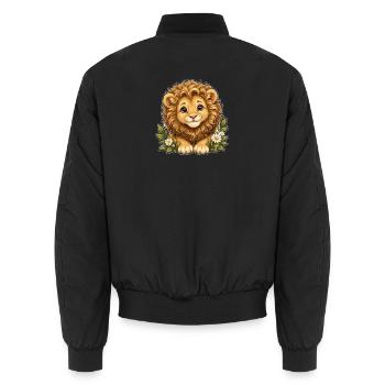 Cute Lion Cub – Sunny Safari Friend - Unisex Bomberjacke - Schwarz - Hinten - AI Model Male 185 light (185cm)