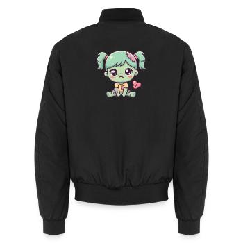 Süßes Zombie-Baby mit Nähten und gebrochenem Herzen - Unisex Bomberjacke - Schwarz - Hinten - AI Model Male 185 light (185cm)