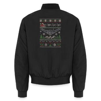 B2 Bomber Weihnachtspullover - Unisex Bomberjacke - Schwarz - Hinten - AI Model Male 185 light (185cm)