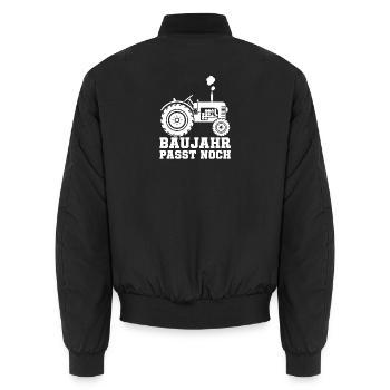Baujahr passt noch Traktor Landwirt T-Shirt - Unisex Bomberjacke - Schwarz - Hinten - AI Model Male 185 light (185cm)