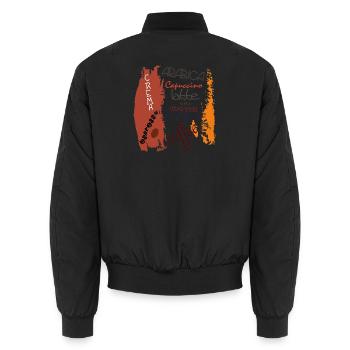Kaffee  - Unisex Bomberjacke - Schwarz - Hinten - AI Model Male 185 light (185cm)