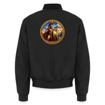 Spartanischer Krieger am Parthenon - Unisex Bomberjacke - Schwarz - Hinten - AI Model Male 185 light (185cm)