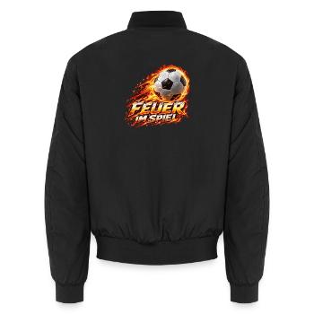 Flammender Fußball – Feuer im Spiel - Unisex Bomberjacke - Schwarz - Hinten - AI Model Male 185 light (185cm)