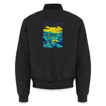 St Asaph Wales Cathedral City Skyline - Unisex Bomberjacke - Schwarz - Hinten - AI Model Male 185 light (185cm)