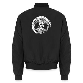 Celtic Irland Wikinger Keltisch Knoten Muster Baum - Unisex Bomberjacke - Schwarz - Hinten - AI Model Male 185 light (185cm)