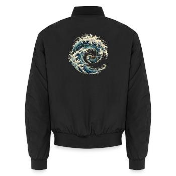 Kanagawa Welle Fibonacci Spirale – Japanische Kuns - Unisex Bomberjacke - Schwarz - Hinten - AI Model Male 185 light (185cm)