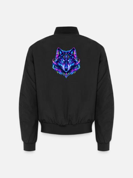 Leuchtender Neon Wolf - Unisex Bomberjacke - Schwarz
