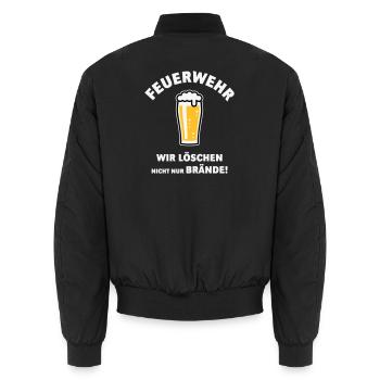 Feuerwehr – Wir Löschen Nicht Nur Brände! NEG - Unisex Bomberjacke - Schwarz - Hinten - AI Model Male 185 light (185cm)