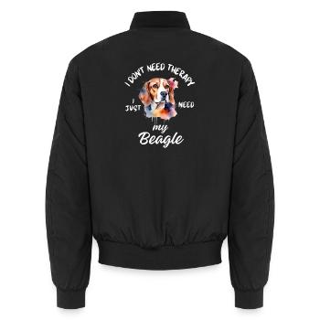 Aquarell-Beagle-Porträt - Unisex Bomberjacke - Schwarz - Hinten - AI Model Male 185 light (185cm)