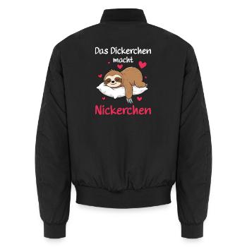 Das Dickerchen macht Nickerchen lustiger Faultier - Unisex Bomberjacke - Schwarz - Hinten - AI Model Male 185 light (185cm)