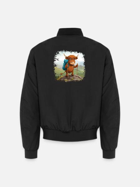 Hochland-Kuh-Abenteuer wandern - Unisex Bomberjacke - Schwarz