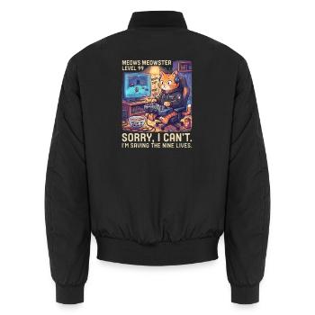 Meowster Level 99 Katzengamer - Unisex Bomberjacke - Schwarz - Hinten - AI Model Male 185 light (185cm)