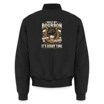  Hold My Bourbon Its Derby Time Funny Derby Day - Unisex Bomberjacke - Schwarz - Hinten - AI Model Male 185 light (185cm)