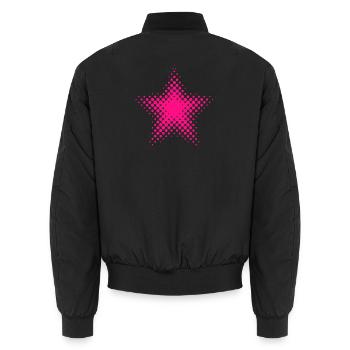Pinke Sternen-Dot Halftone - Unisex Bomberjacke - Schwarz - Hinten - AI Model Male 185 light (185cm)