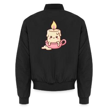 Niedliche Kawaii-Kerzenfigur schmilzt - Unisex Bomberjacke - Schwarz - Hinten - AI Model Male 185 light (185cm)