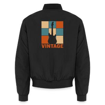 Retro-Gitarrist Sunset Vintage E-Gitarre - Unisex Bomberjacke - Schwarz - Hinten - AI Model Male 185 light (185cm)