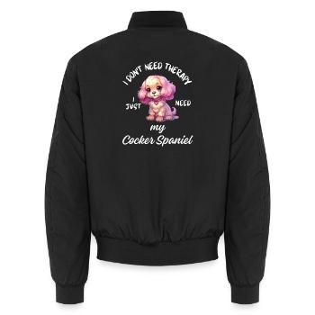 Pastel Cartoon Cocker Spaniel - Unisex Bomberjacke - Schwarz - Hinten - AI Model Male 185 light (185cm)