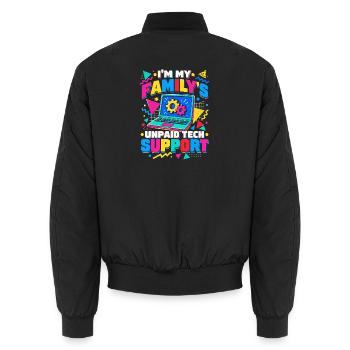 Ich bin der unbezahlte Tech-Support - Unisex Bomberjacke - Schwarz - Hinten - AI Model Male 185 light (185cm)