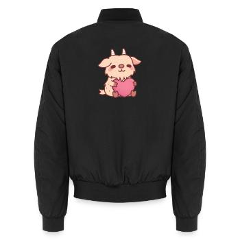 Süße Ziege umarmt ein Herz - Unisex Bomberjacke - Schwarz - Hinten - AI Model Male 185 light (185cm)