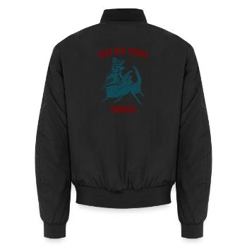 Not My First Rodeo Frosch - Unisex Bomberjacke - Schwarz - Hinten - AI Model Male 185 light (185cm)