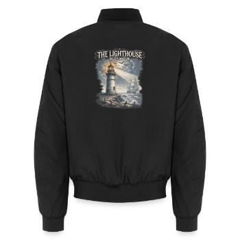 The Lighthouse Keeps Watch Leuchtturm - Unisex Bomberjacke - Schwarz - Hinten - AI Model Male 185 light (185cm)