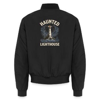 Haunted Lighthouse Leuchtturm Küste - Unisex Bomberjacke - Schwarz - Hinten - AI Model Male 185 light (185cm)