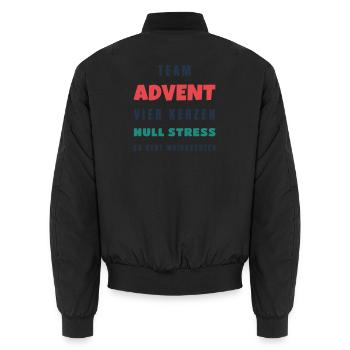 Team Advent Vier Kerzen null Stress Adventszeit - Unisex Bomberjacke - Schwarz - Hinten - AI Model Male 185 light (185cm)
