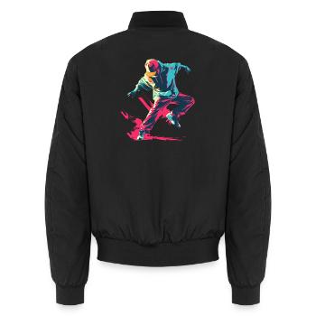 B-Boy Cartoon Stil - Unisex Bomberjacke - Schwarz - Hinten - AI Model Male 185 light (185cm)