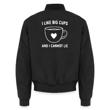 Herz Becher Humor Spruch - Unisex Bomberjacke - Schwarz - Hinten - AI Model Male 185 light (185cm)