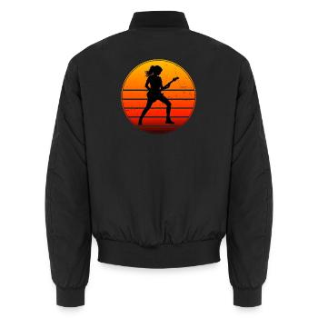 Geschenkidee für die Gitarrenspielerin mit Gitarre - Unisex Bomberjacke - Schwarz - Hinten - AI Model Male 185 light (185cm)