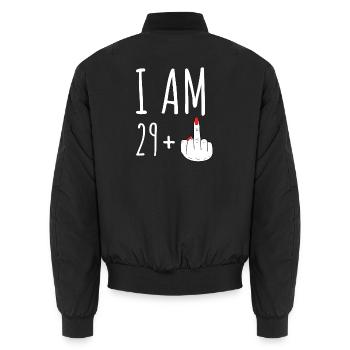 29 Plus 30 Geburtstag Frau Lustiger Spruch - Unisex Bomberjacke - Schwarz - Hinten - AI Model Male 185 light (185cm)