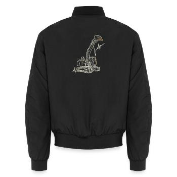 Herzschlag Bagger Baggerfahrer Puls Ekg Linie Bau - Unisex Bomberjacke - Schwarz - Hinten - AI Model Male 185 light (185cm)