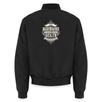 Als Baggerfahrer Ist Man Grundsätzlich Geiler Bau - Unisex Bomberjacke - Schwarz - Hinten - AI Model Male 185 light (185cm)