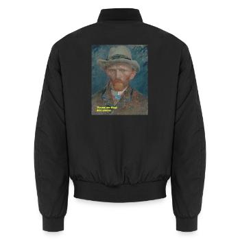 Selbstporträt-_Vincent_van_Gogh-_1887 - Unisex Bomberjacke - Schwarz - Hinten - AI Model Male 185 light (185cm)