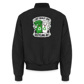 Duo Recycling Lächelnde Eimer - Unisex Bomberjacke - Schwarz - Hinten - AI Model Male 185 light (185cm)