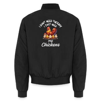 Lustige Hennenküken Hühnerfarm - Unisex Bomberjacke - Schwarz - Hinten - AI Model Male 185 light (185cm)