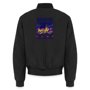 Sighisoara Transylvania Groovy Halloween Bats - Unisex Bomberjacke - Schwarz - Hinten - AI Model Male 185 light (185cm)