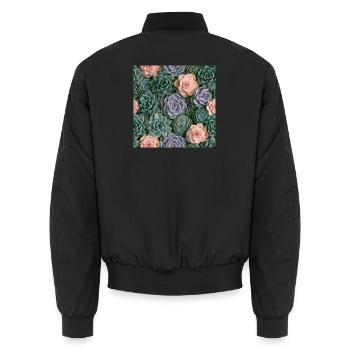 Pastellrosa und Sukkulenten - Unisex Bomberjacke - Schwarz - Hinten - AI Model Male 185 light (185cm)