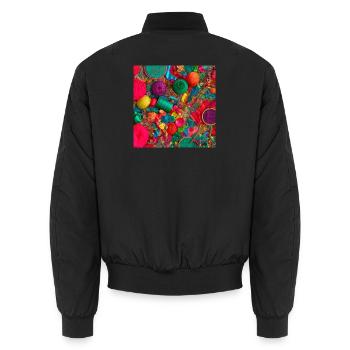 Farbige Stiche: Textilwerkstatt Sparkle - Unisex Bomberjacke - Schwarz - Hinten - AI Model Male 185 light (185cm)