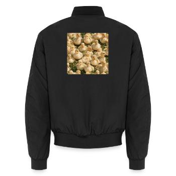 Gelbe Entenküken auf Gras - Unisex Bomberjacke - Schwarz - Hinten - AI Model Male 185 light (185cm)