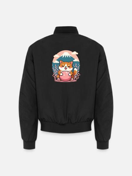 Cute Shiba Dog Fuji Mountain Japan Design - Unisex Bomberjacke - Schwarz