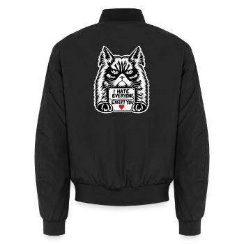 Moody Feline Herzzeichen-Tee - Unisex Bomberjacke - Schwarz - Hinten - AI Model Male 185 light (185cm)