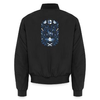Finnland | Elch, Seen & Nordische Natur - Unisex Bomberjacke - Schwarz - Hinten - AI Model Male 185 light (185cm)