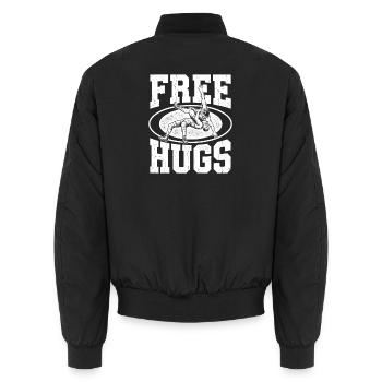 Kostenlose Umarmungen – Funny Wrestling Wrestling Grappling - Unisex Bomberjacke - Schwarz - Hinten - AI Model Male 185 light (185cm)