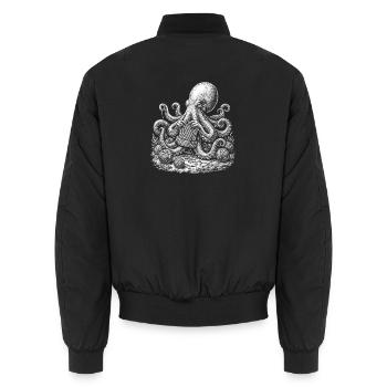 Häkelnder Oktopus – süßes Häkel-Liebhabergeschenk - Unisex Bomberjacke - Schwarz - Hinten - AI Model Male 185 light (185cm)