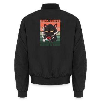 Dark Coffee Darker Soul genervte Katze Retro Kaffe - Unisex Bomberjacke - Schwarz - Hinten - AI Model Male 185 light (185cm)