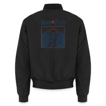 Walk By Faith Mountain Path - Unisex Bomberjacke - Schwarz - Hinten - AI Model Male 185 light (185cm)