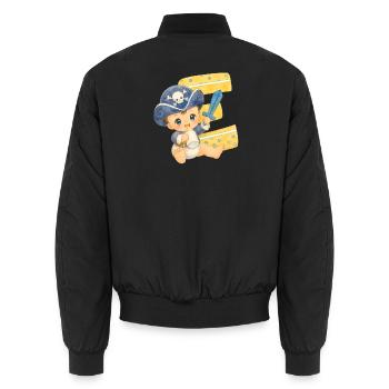 E - Buchstabe: Kleiner Piratenkapitän Baby - Unisex Bomberjacke - Schwarz - Hinten - AI Model Male 185 light (185cm)